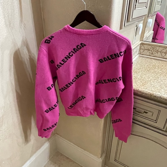 Balenciaga Logo Pink Knit Sweater size 36 - Picture 3 of 4